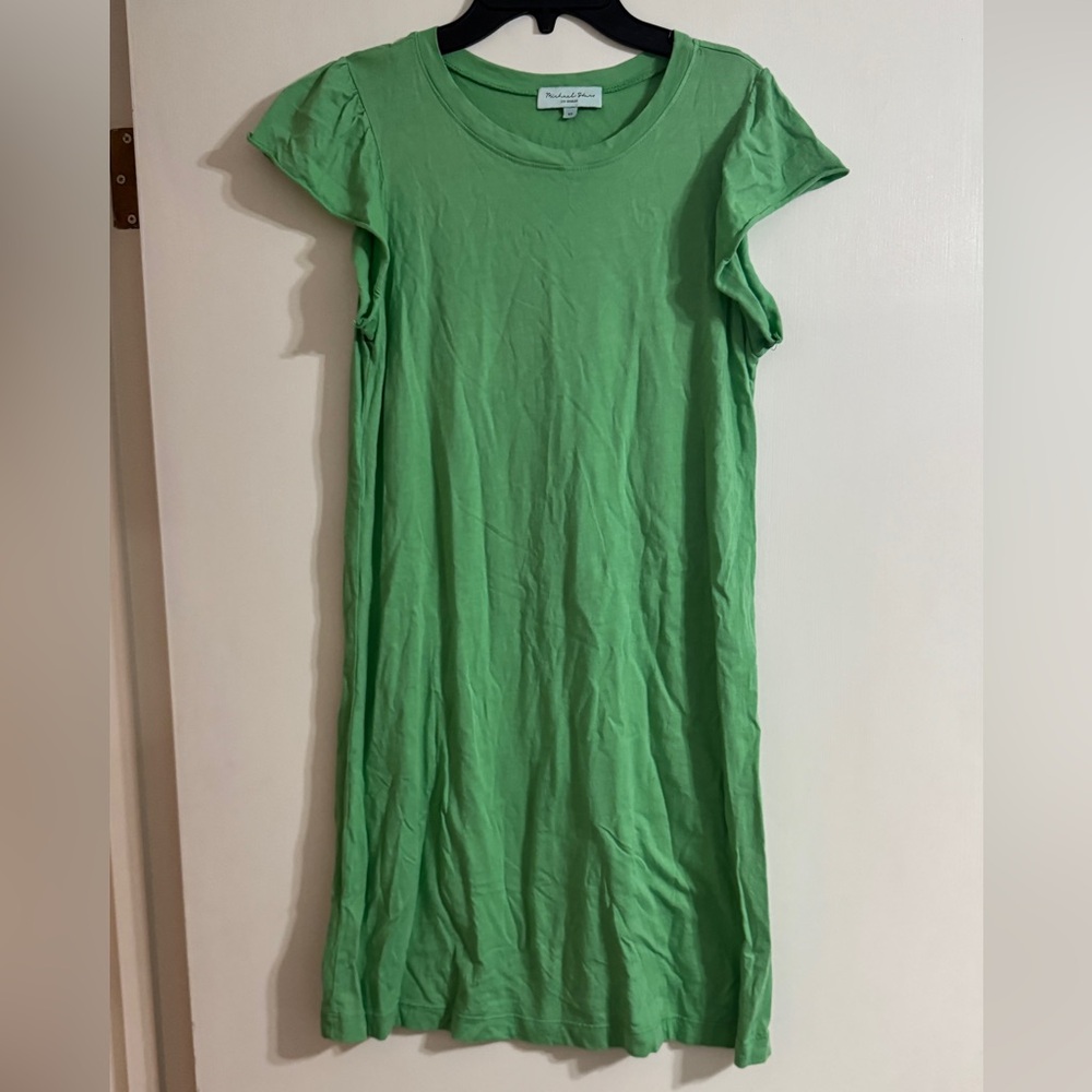 Michael Stars Vibrant Green Tshirt Dress with ruffle sleeves